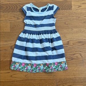 Matilda Jane Navy and White Striped Dress with Floral Hem